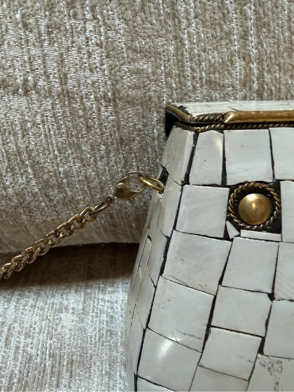 Antik Kraft Chic Gold and White Mosaic Clutch NWT